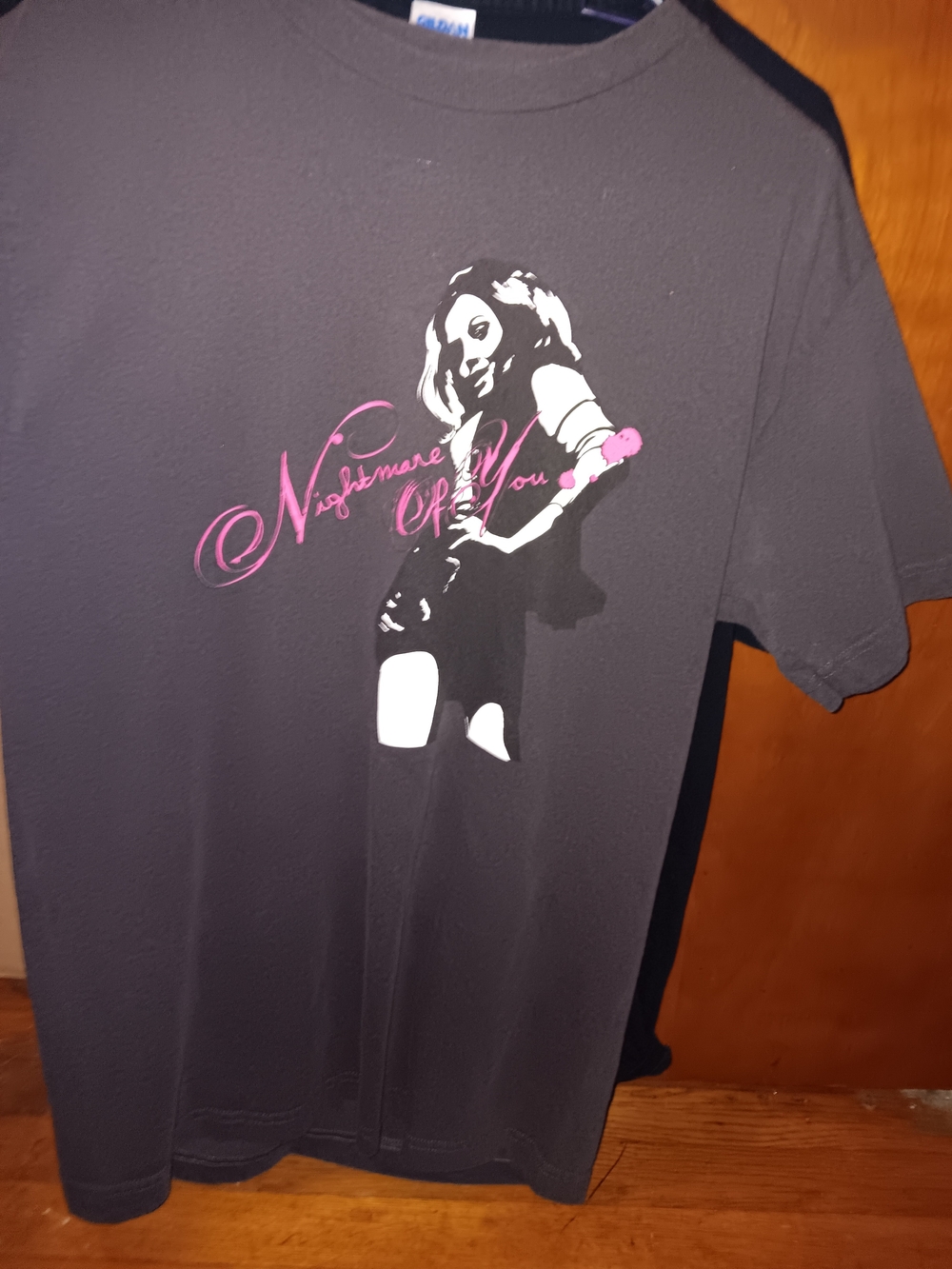 NYC BandNightmare Of You Tee with Pink Script and Silhouette